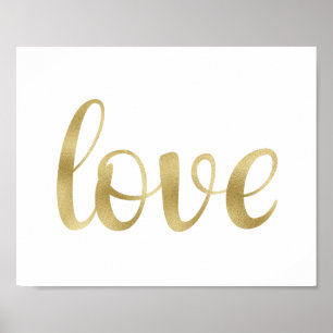 Affiches Mur d'or, amour, police de feuille