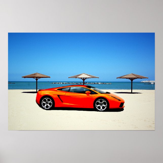 Affiches Musar Car Orange sur la plage (Devant)