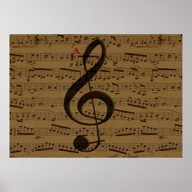 Affiches Musical Treble Clef Sheet Musique Classique (Devant)