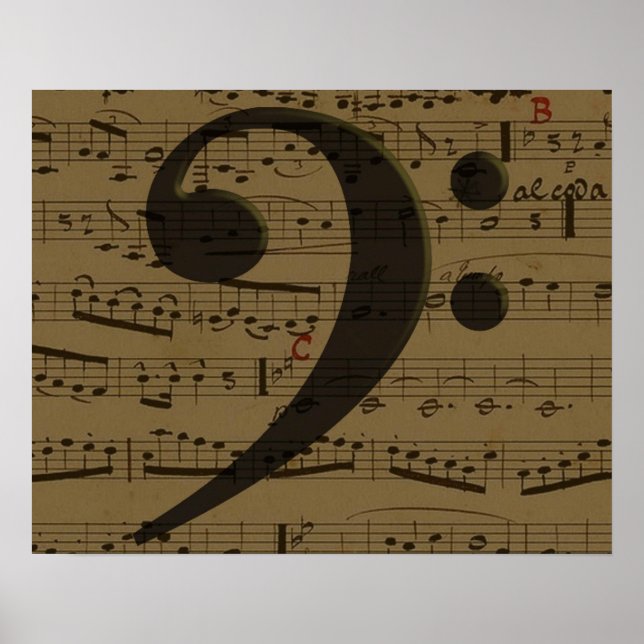 Affiches Musical Treble Clef Sheet Musique Classique (Devant)