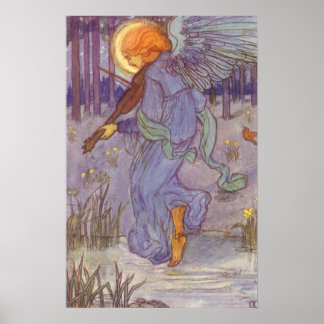 Affiches Musicien Ange Jouant du Violon, Musique Vintage