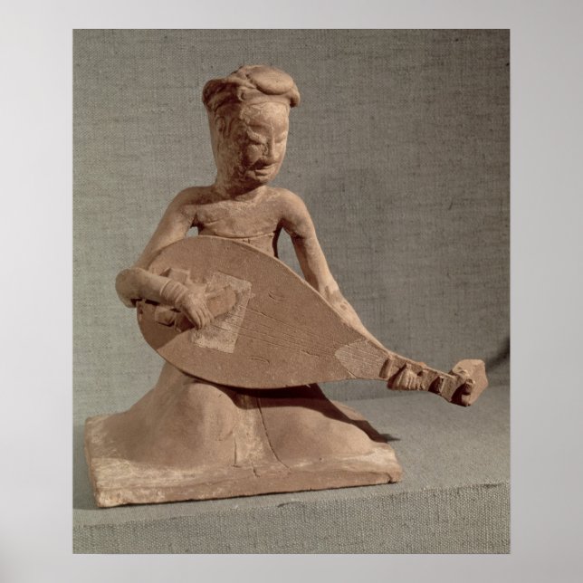 Affiches Musicien assis jouant un luth, de (Devant)