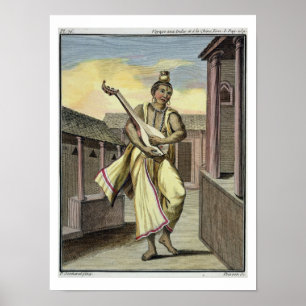 Affiches Musicien avec le luth indien, du 'voyage Indes