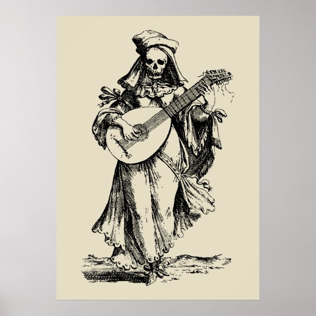 Affiches Musicien mort - imprimé noir (Devant)