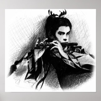 Affiches musicien samouraï