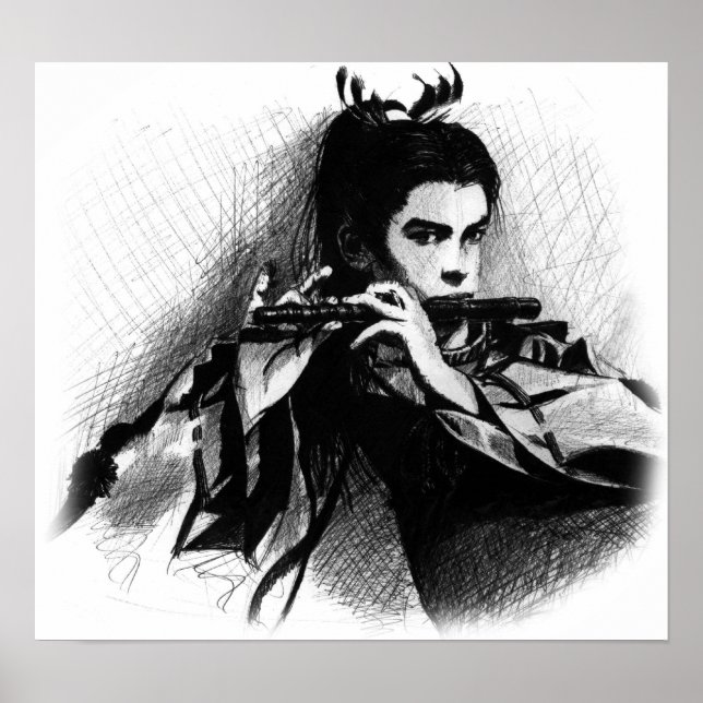 Affiches musicien samouraï (Devant)