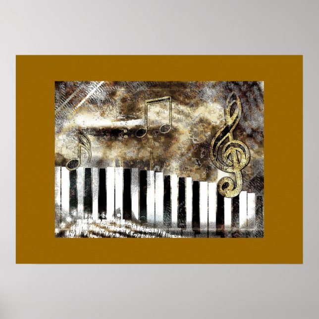 Affiches Musique et notes élégantes pour piano (Devant)