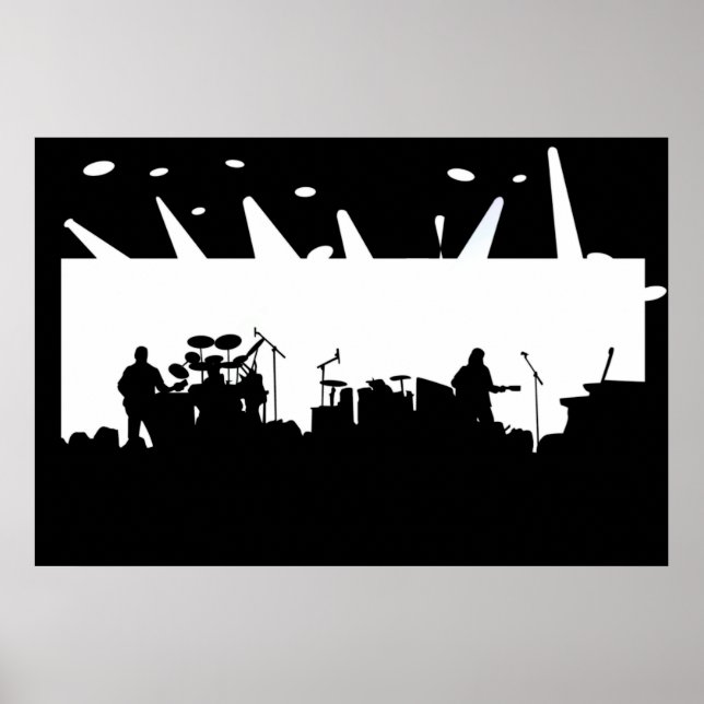 Affiches Musique Sur Scène Concert Silhouette B&W (Devant)