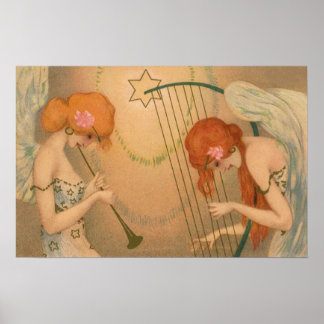 Affiches Musique vintage Victorian Angels Musiciens Flute H