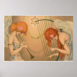 Affiches Musique vintage Victorian Angels Musiciens Flute H