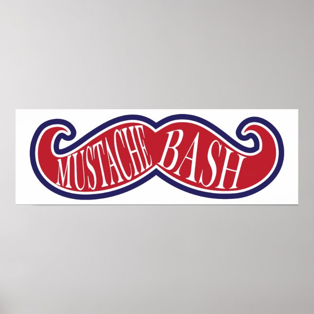 Affiches Mustache Bash - Rouge, Blanc et Bleu (Devant)