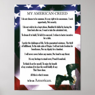 Affiches My American Creed USA Fier D'Être Américain
