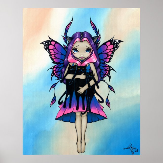 Affiches My Three Kitties fée chat noir Imprimer (Devant)