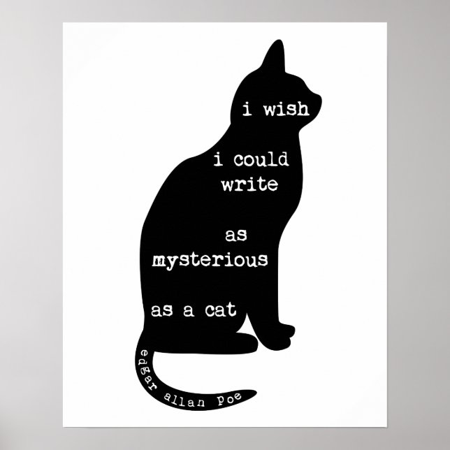 Affiches Mystérieux comme un chat Edgar Allan Poe Citation (Devant)