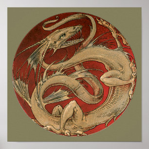Affiches Mythologie vintage, Dragon asiatique antique