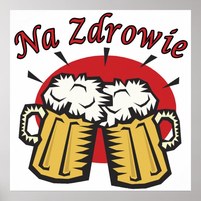 Affiches Na Zdrowie Toast Avec Mugs De Bière (Devant)