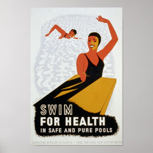 Affiches Nager pour la santé dans des piscines sûres et pur