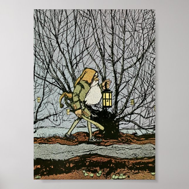 Affiches Nain avec une lanterne (Devant)