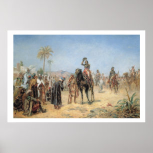 Affiches Napoléon arrivant à une oasis d'Egyptien (l'huile