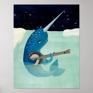 Affiches Narwhal's Aquarelle - Narwhal jouant Banjo