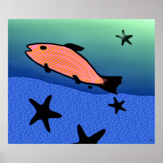 Affiches Natation avec l'affiche d'étoiles