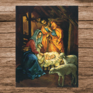 Affiches Nativité de Noël Vintage, Baby Jesus in Manger