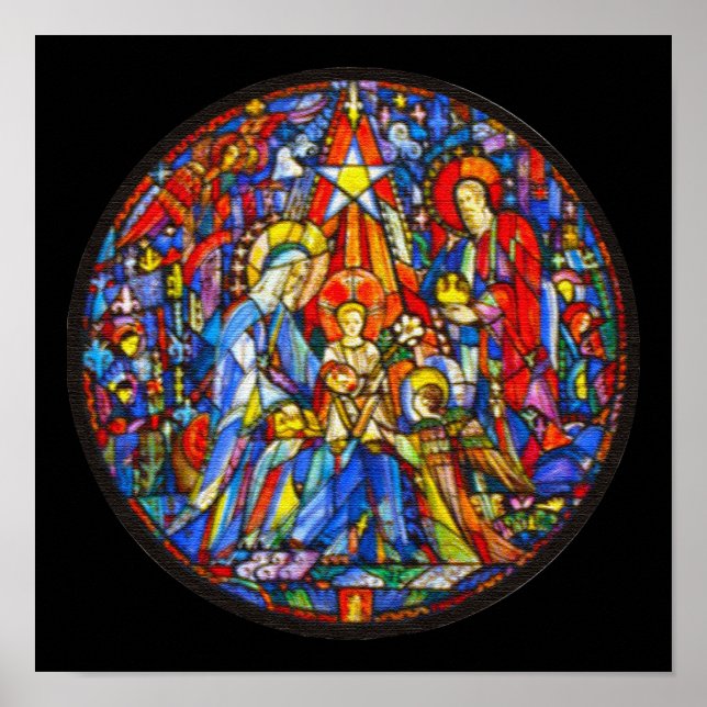 Affiches Nativité de style vitrail peint (Devant)