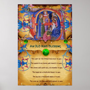 Affiches NATIVITÉ Parchemin de la vieille bénédiction de No