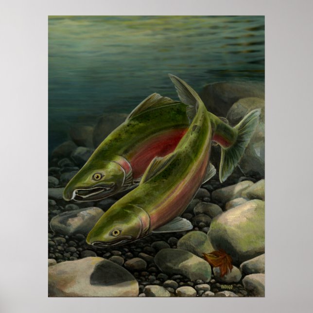 Affiches Nature Art Prints Coho Salmon Fishing Art Print (Devant)