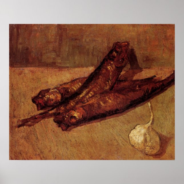 Affiches Nature morte Bloaters et ail par Vincent van Gogh (Devant)