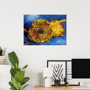Affiches Nature morte Deux tournesols coupés par Vincent va