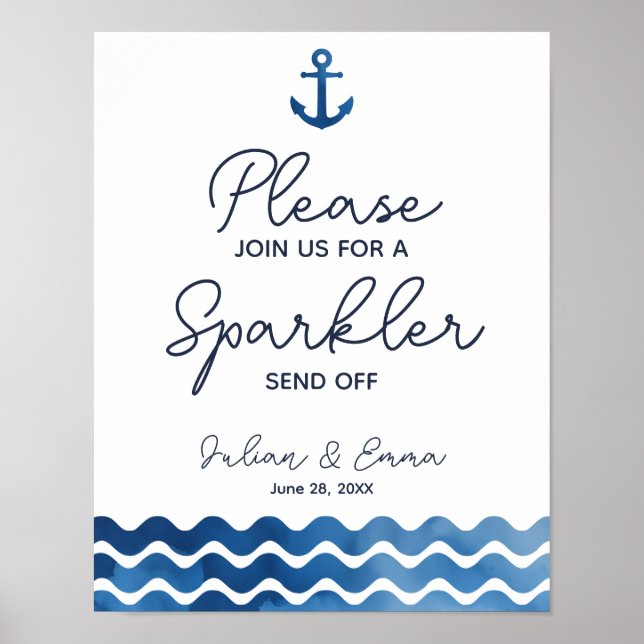 Affiches Nautical Navy Blue Sparkler envoyer l'impression (Devant)