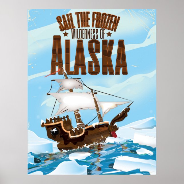 Affiches Naviguer dans la nature gelée de l'Alaska (Devant)