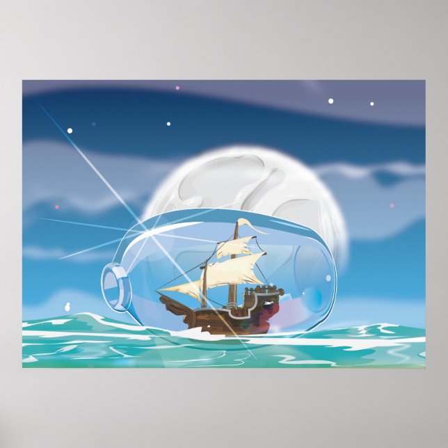 Affiches Navire dans une bouteille en mer (Devant)