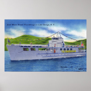 Affiches Navire en acier Ticonderoga de moteur sur le lac
