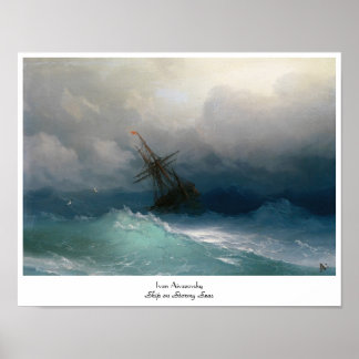 Affiches Navire sur Stormy Seas Ivan Aivazovsky tempête