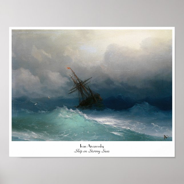 Affiches Navire sur Stormy Seas Ivan Aivazovsky tempête (Devant)