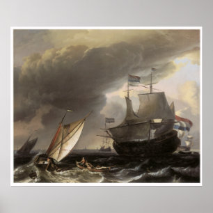Affiches Navires néerlandais sur une mer orageuse C. 1690