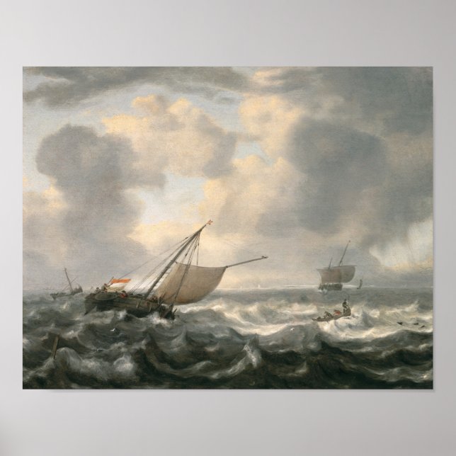 Affiches Navires sur une mer agitée (Devant)