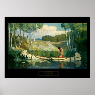 Affiches NC Wyeth Western Peinture Indian Love Call