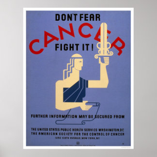 Affiches Ne craignez pas le cancer 1938 WPA
