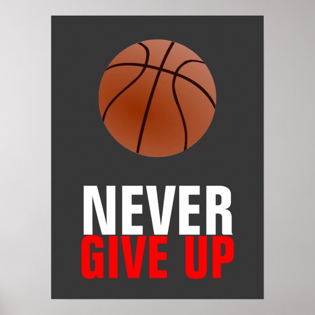 Affiches Ne jamais abandonner la motivation du basket-ball (Devant)