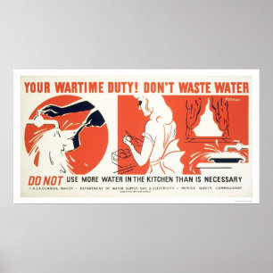 Affiches Ne pas gaspiller l'eau de cuisine WPA