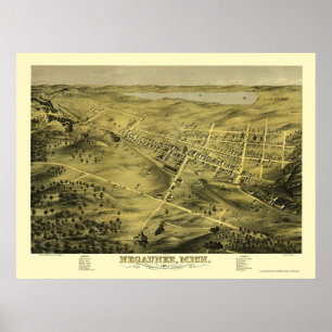 Affiches Negaunee, MI Carte panoramique - 1871