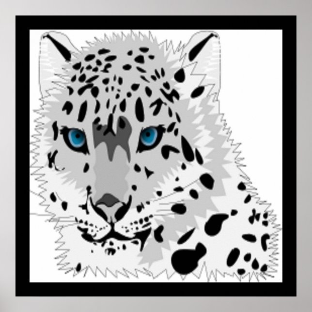 AFFICHES NEIGE LEOPARD ANIMAL (Devant)