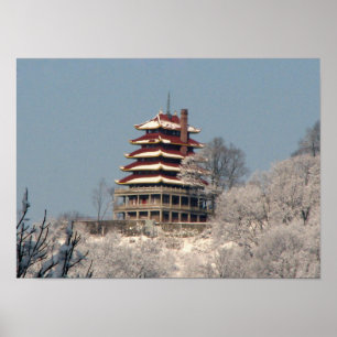 Affiches Neige sur la pagoda