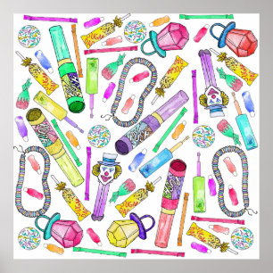 Affiches Neon 80's 90's Retro Funny Candy Motif