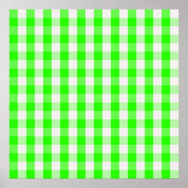Affiches Neon Green Gingham Pattern by Shirley Taylor (Devant)