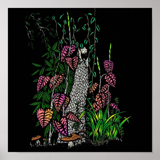 Affiches Neon Rain Forest Impressionniste couleur Art (Devant)