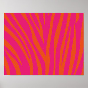 AFFICHES NEON ROSE ORANGE ZEBRA STRIPES BACKGROUNDS WALLPAP